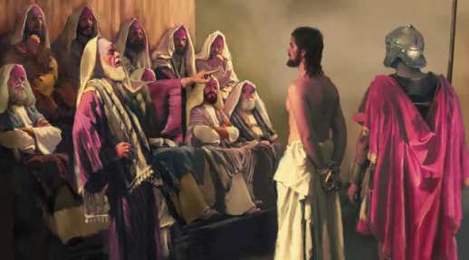 Jesus on trial. (artist unknown)
