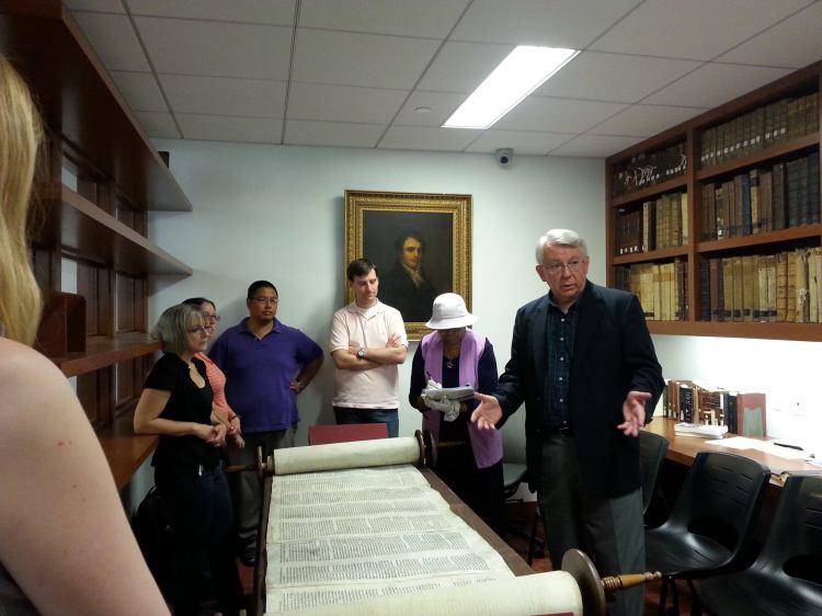 A rare Torah scroll was unrolled and displayed for incoming junior students last week at the General Theological Seminary, New York. It is available for viewing only one day a year. (seminary website)