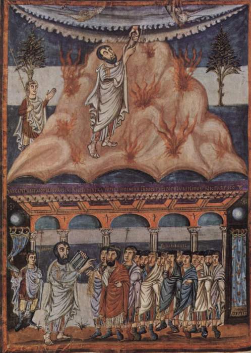 Joshua and the Israelite People; parchment on paper, 840, Karolingischer Buchmaler (British Museum)