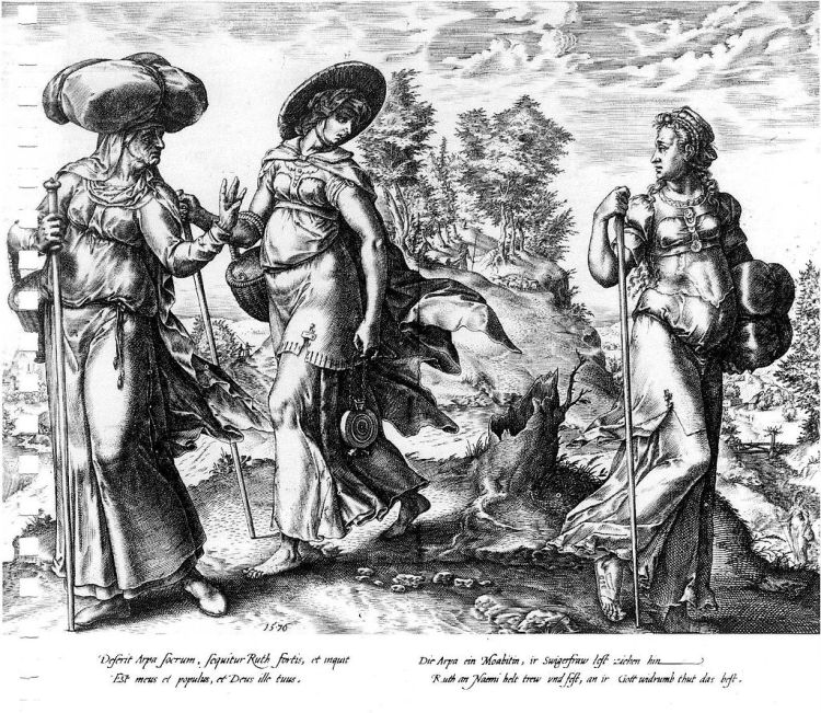 Hendrick Goltzius, 1576: Orpah (right) Leaves Ruth and Naomi