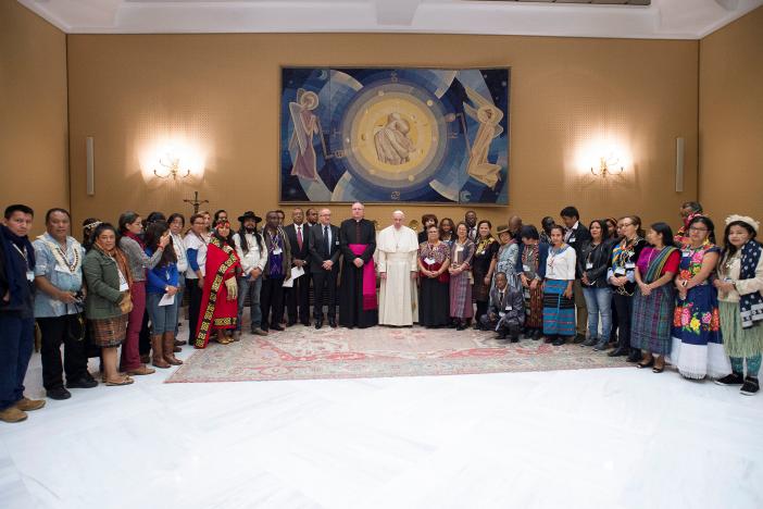 Pope Francis all but endorsed the Standing Rock protests yesterday in Rome during a meeting with Indigenous members of the International Fund for Agricultural Development. He did not mention the North Dakota protest by name, but said, "In this regard, the right to prior and informed consent (of native peoples) should always prevail," citing the 1997 U.N. Declaration on the Rights of Indigenous Peoples. The Trump Administration just reversed U.S. policy on completing a massive oil pipeline on former tribal lands just a mile from the current reservation boundary. (Osservatore Romano)